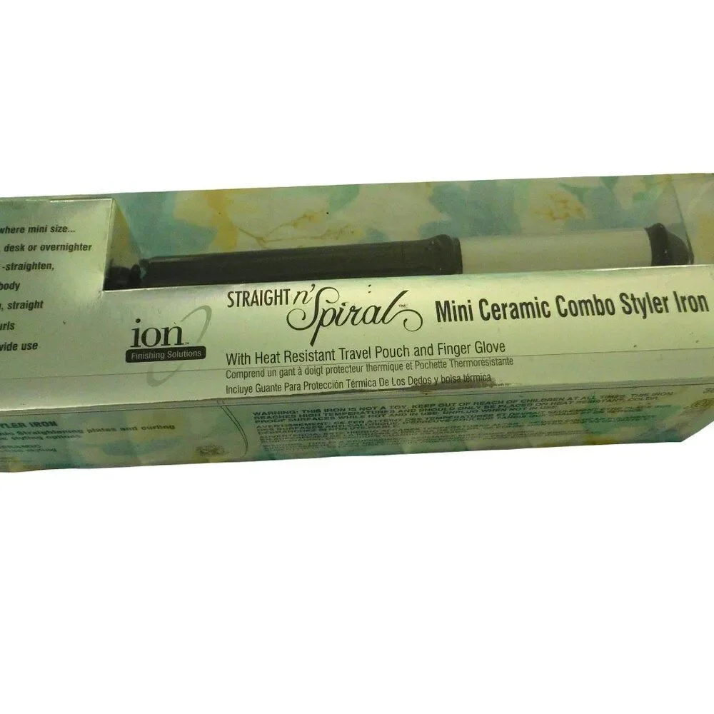 NEW Ion Straight‎ N' Spiral Mini Ceramic Combo Styler with travel pouch